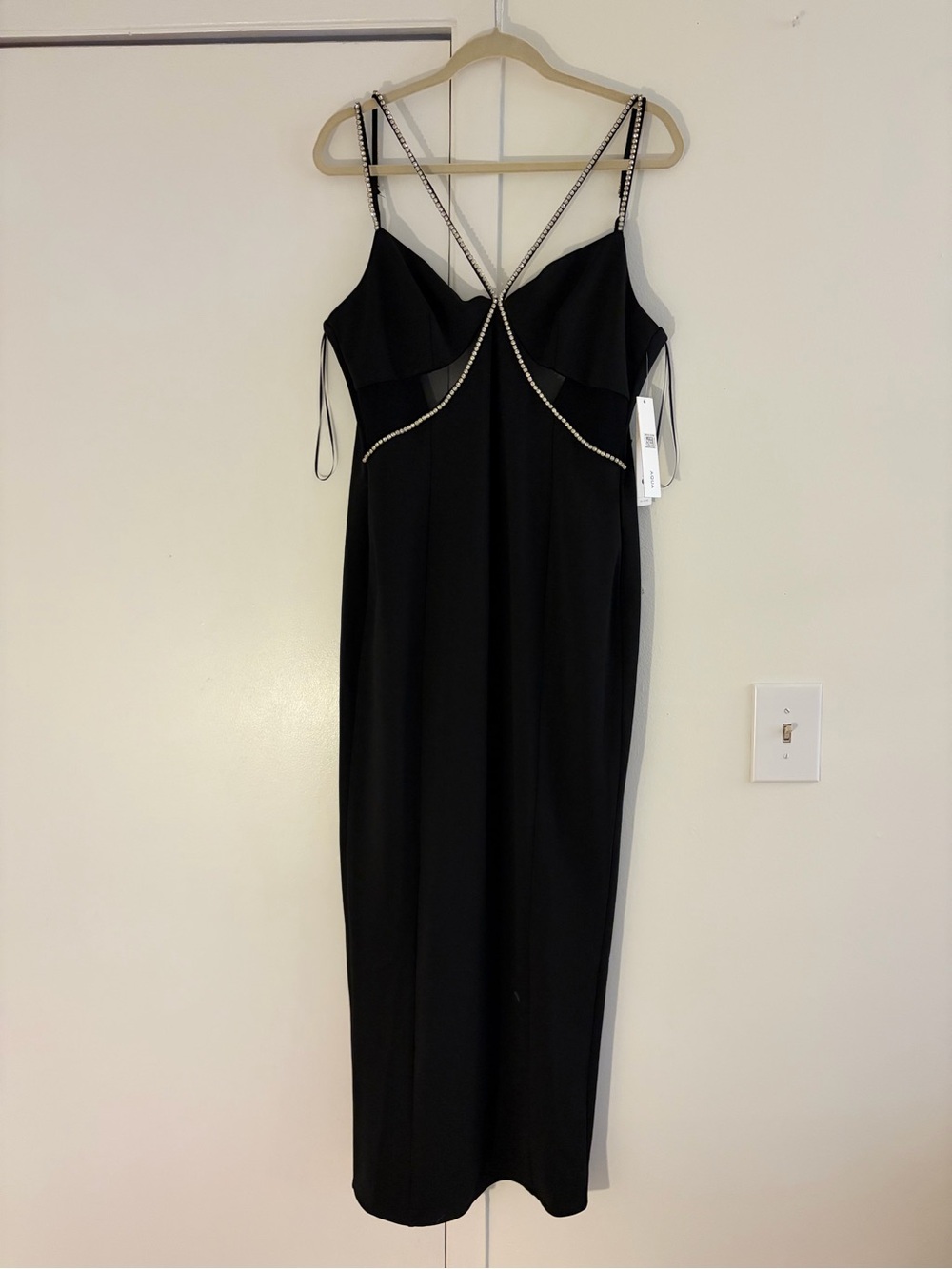 Aqua Black Rhinestone-Trim Slip Dress